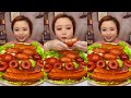 Asmr mukbang  black bean fire noodle  pork park  spicy octopus spam fried dumpling eating