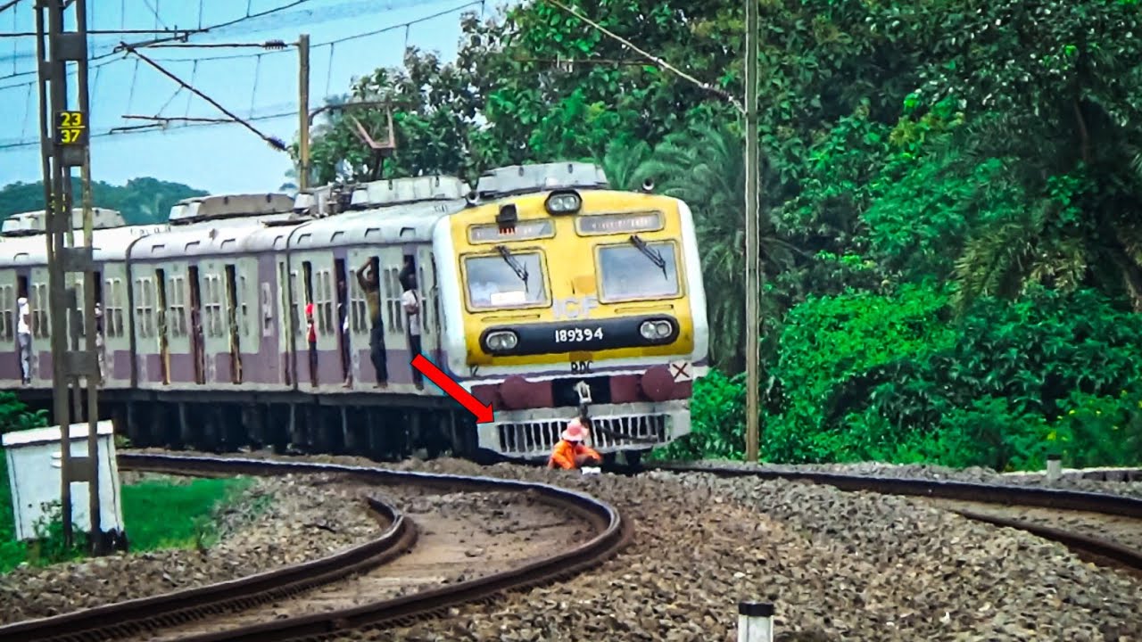 🚆 Close Call! Railworker Nearly Hit by Indian Local Train on 90° Curve
