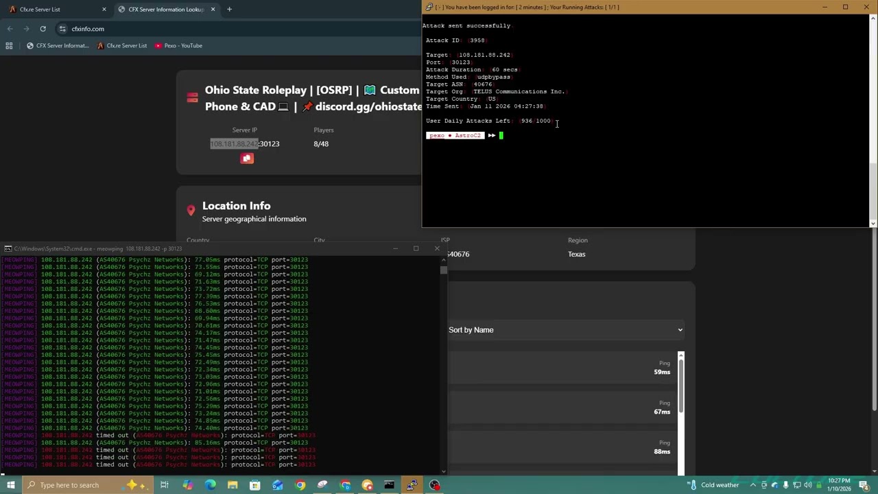 VORTEX C2 VS FiveM Server pt.4 | BEST DDOS BEST C2/BOTNET/API 2026