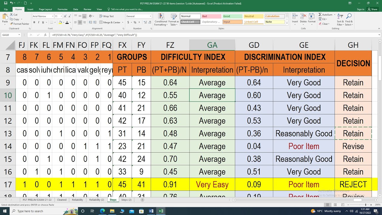 difficulty-discrimination-index-of-a-google-form-test-172-respondents-50-mcq-item