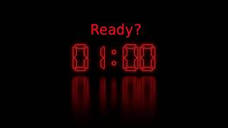 1 Minute Timer - Neon red digital glow.