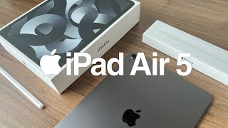 iPad Air 5 (space gray) + 🍎 Apple Pencil 2 + accessories | Unboxing 📦
