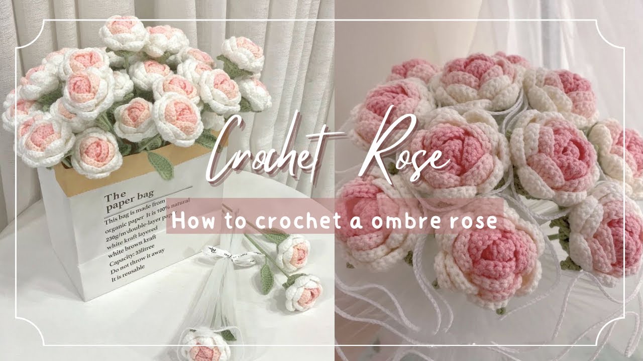 Hướng dẫn móc hoa hồng loang màu bằng len 🌹Crochet rose | How to crochet a rose.