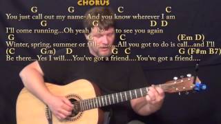 Video thumbnail of "You've Got A Friend (Carole King) Fingerstyle Guitar Cover Lesson in G with Chords/Lyrics"