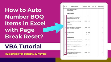 Auto Number BOQ Items in Excel with VBA (Page Break Reset Feature) | GIQS