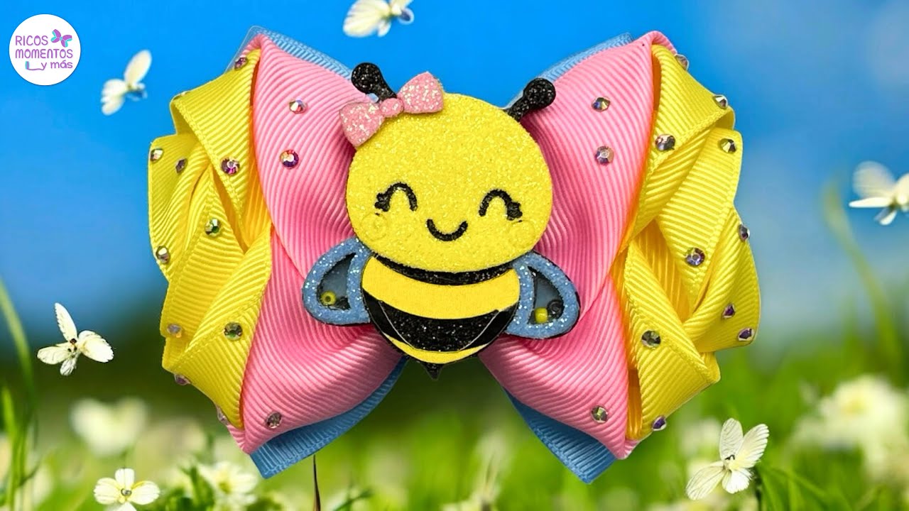 Moños con listón de 5 cm fácil de hacer / moños para niñas  / lazos de liston / moño abrazo de rosas