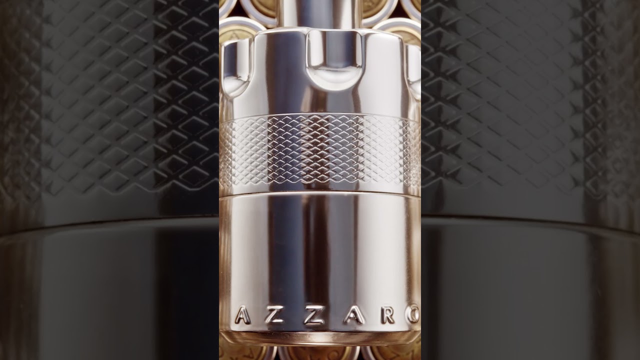 Azzaro Wanted Eau de Parfum mixes shiny silver metal and soft golden touches