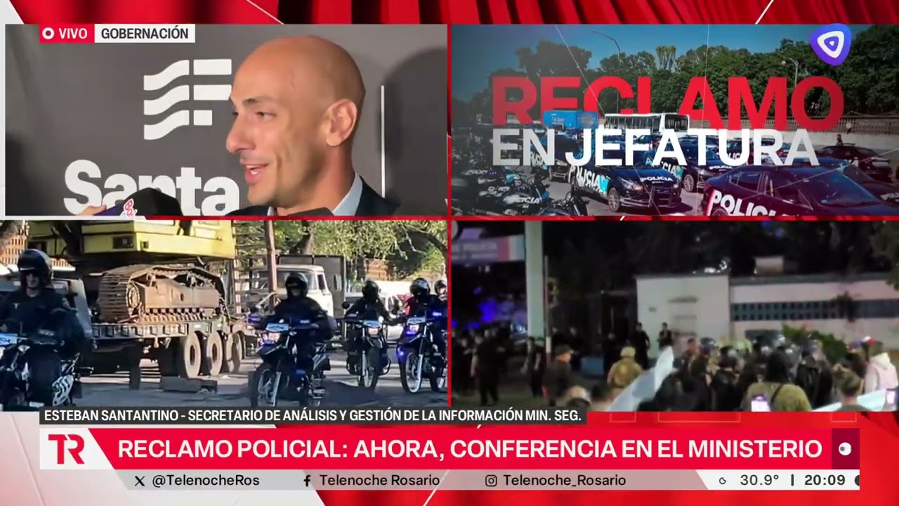 Continúan las protestas de policías en Rosario frente a la Jefatura y en Santa Fe