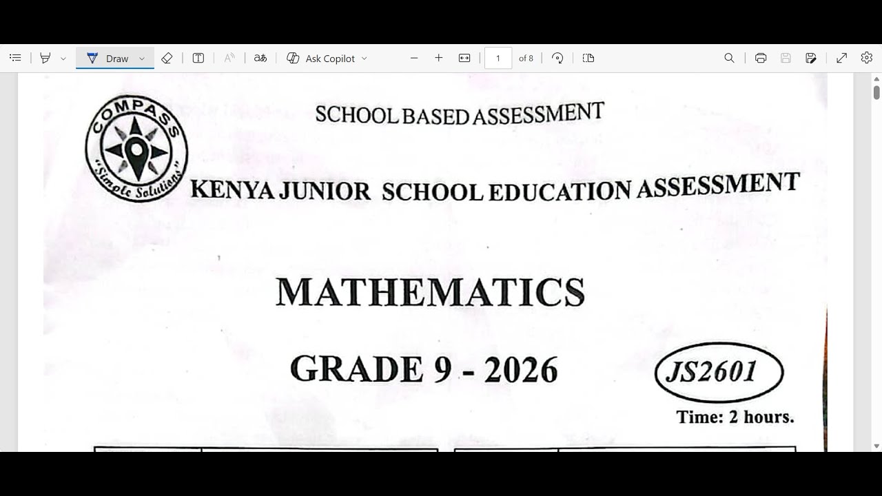 COMPASS GRADE 9 MATHEMATICS : TERM 1 2026 KJSEA PREPARATIONS - YouTube