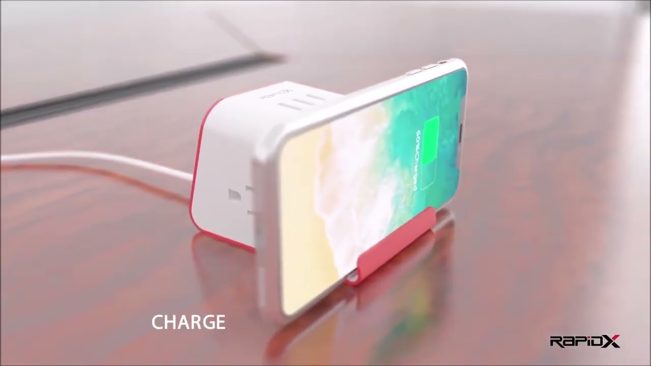 RapidX // MyDesktop Multipurpose Power Strip // Wireless Charger (Tangerine) video thumbnail
