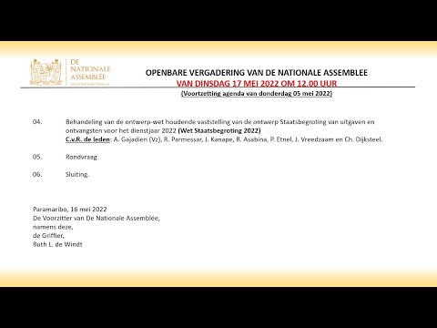 Deel 2: OPENBARE VERGADERING VAN DE NATIONALE ASSEMBLEE VAN DINSDAG 17 MEI 2022