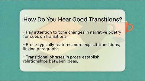 How Do You Hear Good Transitions? - The Prose Path