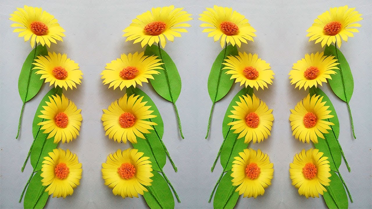 How to MAke Paper Flowers Easy, 6 Simple DIY Paper Craft Flowers, Yellow  Flowers