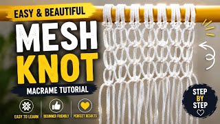 Macrame Tie Knot Pattern Tutorial Part 3| Easy Macrame Mesh Design for Beginners/تور ماکرمه بافی