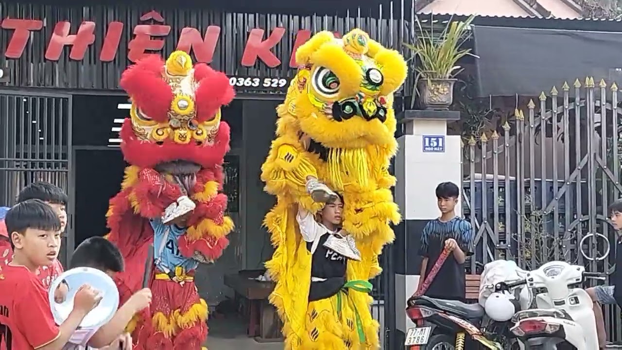 Múa lân siêu đẹp của các em thôn quê phục vụ ngày Tết 