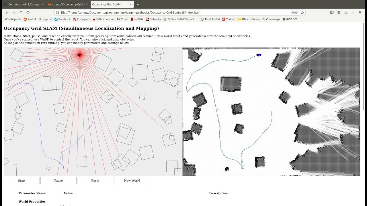 Occupancy Grid SLAM Simulation in JS - YouTube