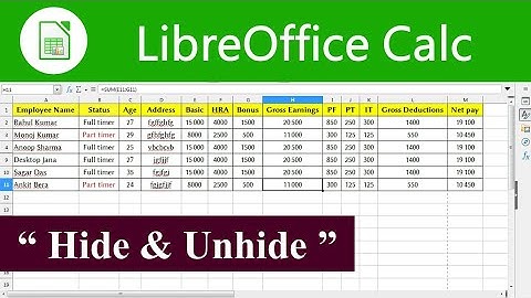How To Hide And Unhide A Row Or Column Using Hide And Unhide Option In libreoffice calc || In Hindi