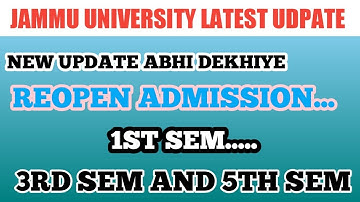 Jammu university admission open.। New udpate.।  1st , 3rd and 5th sem admission.।