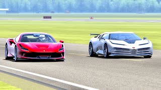 Bugatti centodieci vs ferrari f8 tributo - top gear track