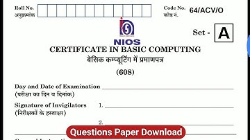 Certificate in Basic Computing (608) | NIOS Q. Paper