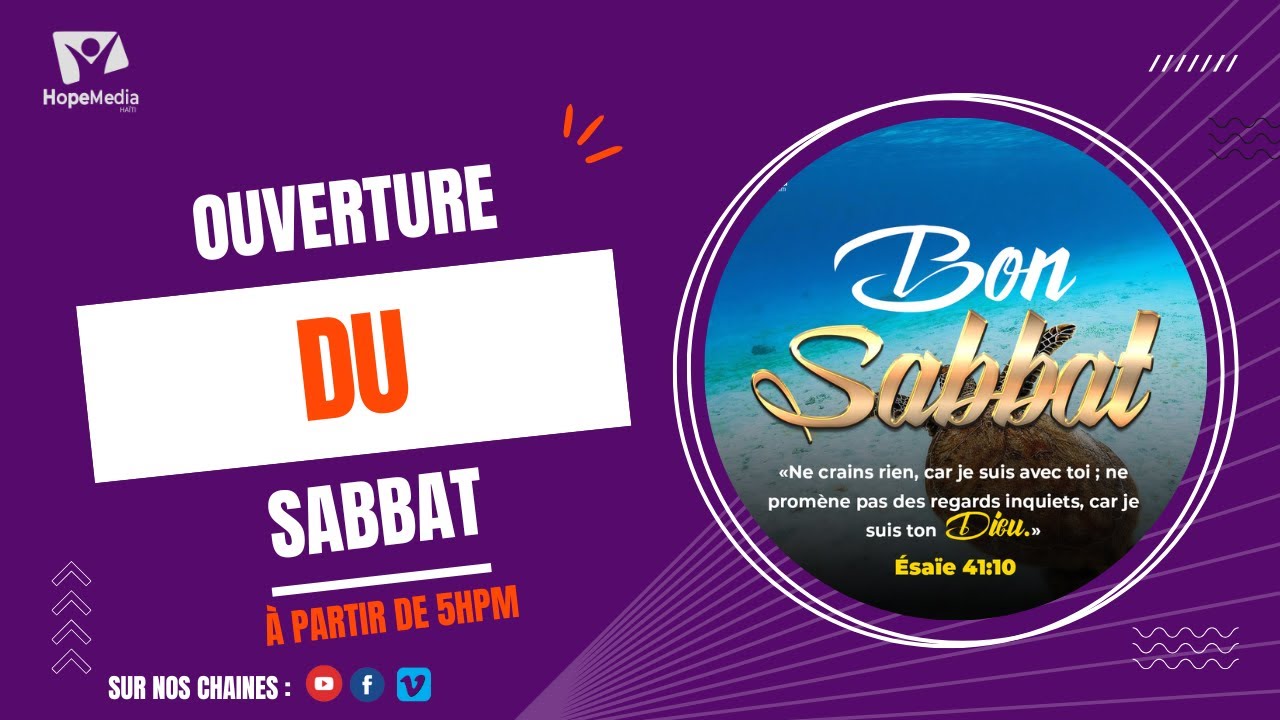 OUVERTURE DU SABBAT DU VENDREDI 27 FEVRIER 2026