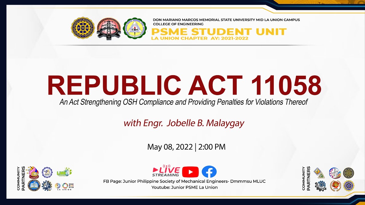 RA 11058 AN ACT STRENGTHENING OSH COMPLIANCE AND PROVIDING PENALTIES 