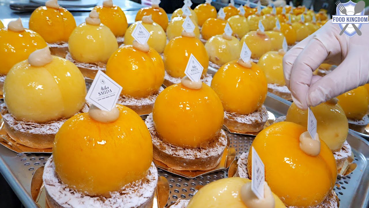 Потрясающий визуал! Цельноперсиковый десерт, радующий глаз и рот / Корейская пекарня