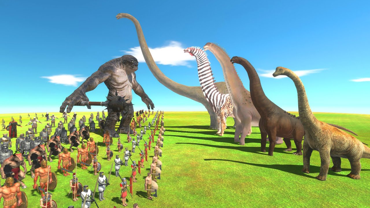 Brachiosaurus of Evolution VS Melee Weapon Team - Animal Revolt Battle Simulator
