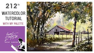 how to draw a watercolor landscape painting | village scene | Sunil Linus De