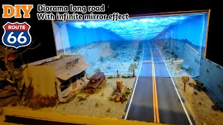 Diorama abandoned gas station route 66 with infinity mirror effect