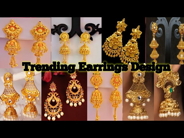 Latest Gold Earrings Design Collection 👑👂💛 Gold Hoop Earrings Fashion  Trends | Gold earrings models, Gold earrings with price, Gold earrings  designs
