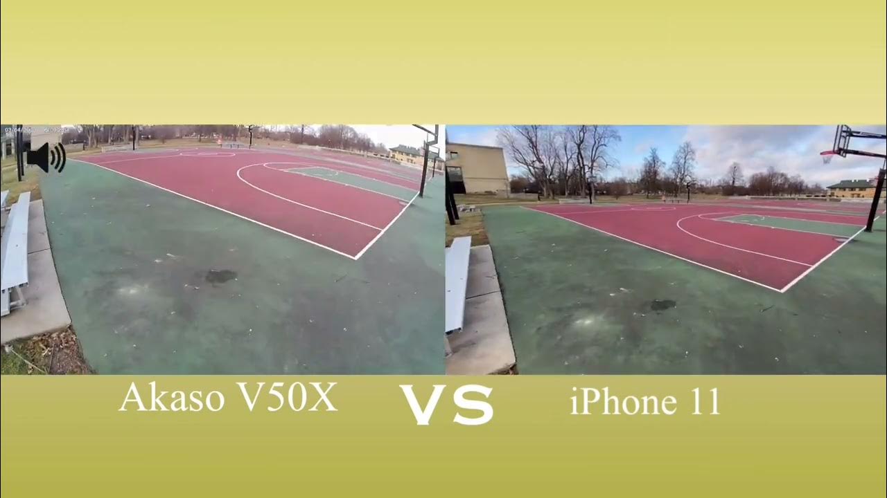 Akaso V50X action camera vs iPhone 11 video stabilization test YouTube