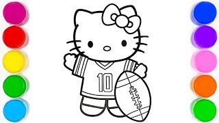 Hello Kitty playing with an American football Easy and Cute drawing easy with colours
