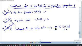 Unit 12 Conditions for a Z Test about a Proportion Exercise YouTube video