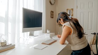 Clean Minimal Desk Setup | Home Office Tour & Design Tips