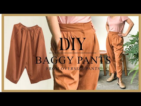 DIY Baggy pants from oversize pants with zipper & pockets - Step by step tutorial -