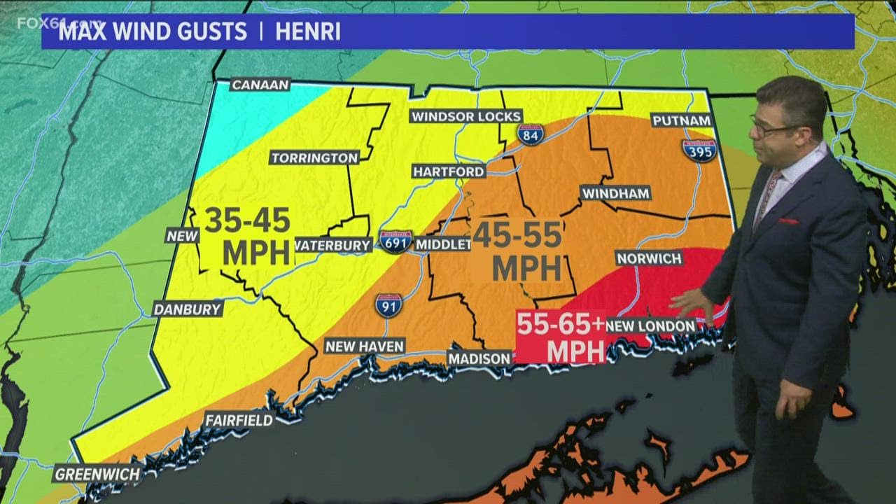 Henri downgraded to tropical storm as it approaches Connecticut - YouTube