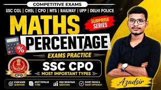 SSC CPO Maths Percentage Most Important Questions 2026 | Percentage PYQ Practice by AzadSir