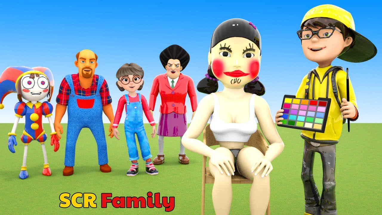 Ник, Тани, Мисс Ти, Сосед, Помни — у кого лучший макияж? в игре Scary Teacher 3D Squid Game