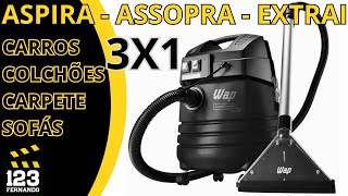 LIMPA e EXTRAI 3 em 1 EXTRATORA WAP CARPET CLEANER  ECO. ATÉ P/ RECUPERAR CARROS E MÓVEIS ALAGADOS.