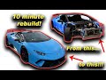 Rebuilding a WRECKED 2018 Lamborghini Huracan Performante Spyder in 10 minutes! Like Goonzquad!