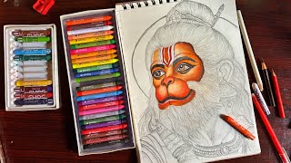 Hanuman Ji Drawing, How To Draw Hanuman Ji, Lord Hanuman Drawing, Oil Pastel Drawing 