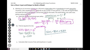 4.2 Part 1 Modeling with Linear Functions