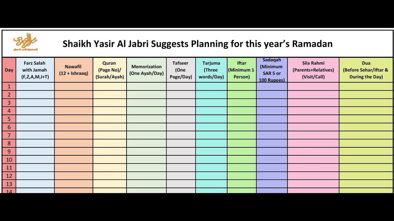 Ramadan Timetable