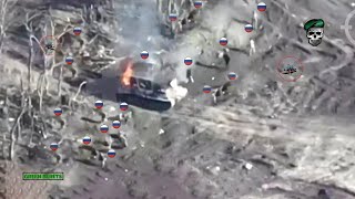 Horrible! Ukrainian FPV Drone Blindly Blows Up Russian Infantry Entering Avdiivka