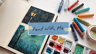 Oil Pastel Drawing: Cozy Evening & Lamp | Paint With Me, Calm Music, No Talk