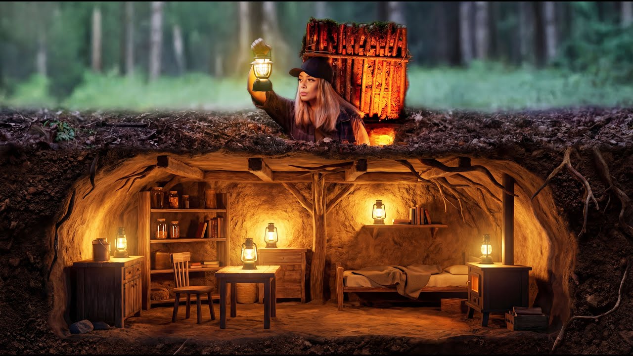 Building The Most Secret Dugout for Survival, Bushcraft, Underground Survival Shelter