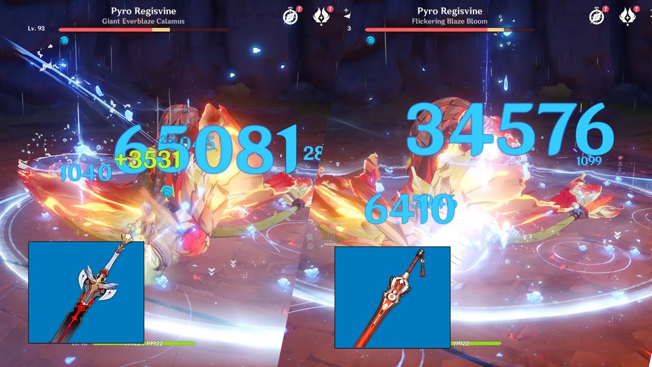 c0 Ayato R5 The Black Sword vs R1 Blackcliff Longsword damage showcase