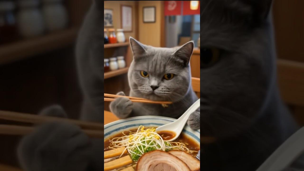 🍜😺 "Kucing Jago Makan Ramen! #videoshort #cat #imut #catshorts #cute