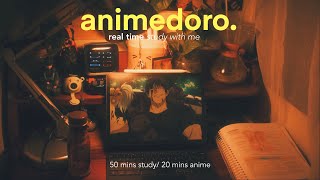 animedoro: real time study with me at 3am (study + watch anime) 50/20 no music